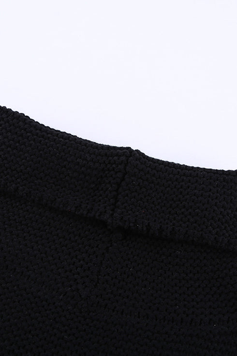 Turtleneck Splicing Chunky Knit Pullover Sweater